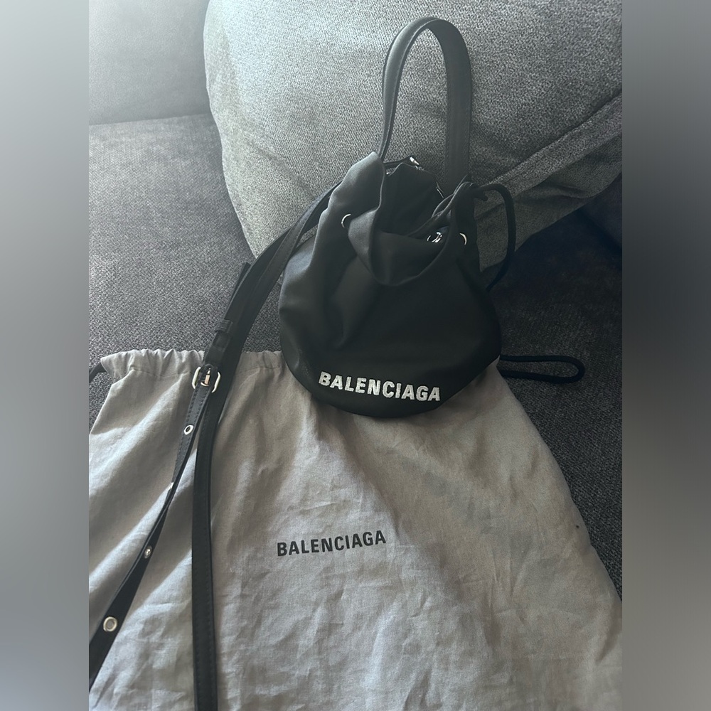 Authentic Balenciaga Wheel Drawstring Bucket Bag